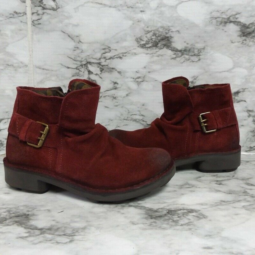 NEW FLY London Leather Ankle Boots Buckle Detail